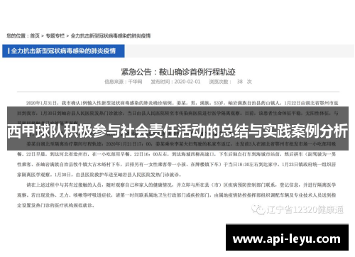 西甲球队积极参与社会责任活动的总结与实践案例分析